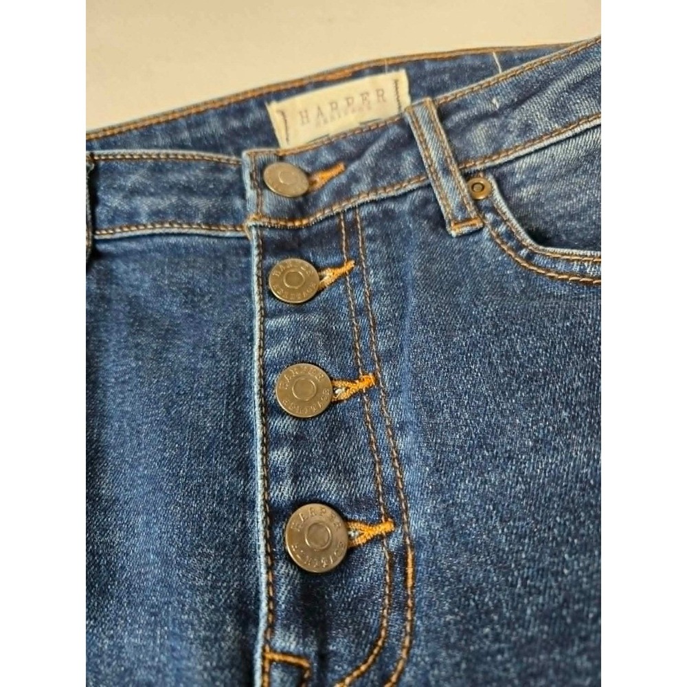 Harper Heritage High Rise Skinny Jeans Blue Button Fly Raw Hem PW2000878 Size 28